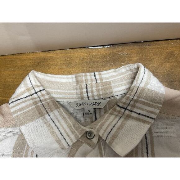 John Mark Womens Flannel Linen Blend Button Front L/S Tunic Top Shirt Size Small - Picture 3 of 12